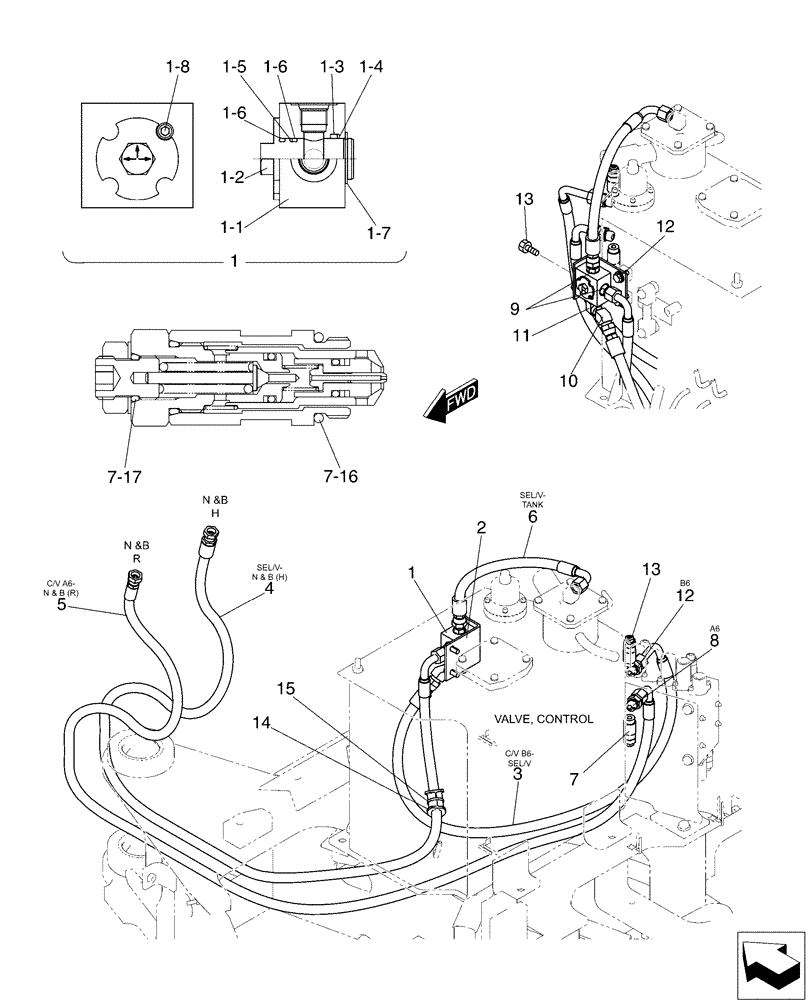 Схема запчастей Case CX50B - (01-030) - HYD LINES, UPP, NIBBLER & BREAKER (35) - HYDRAULIC SYSTEMS