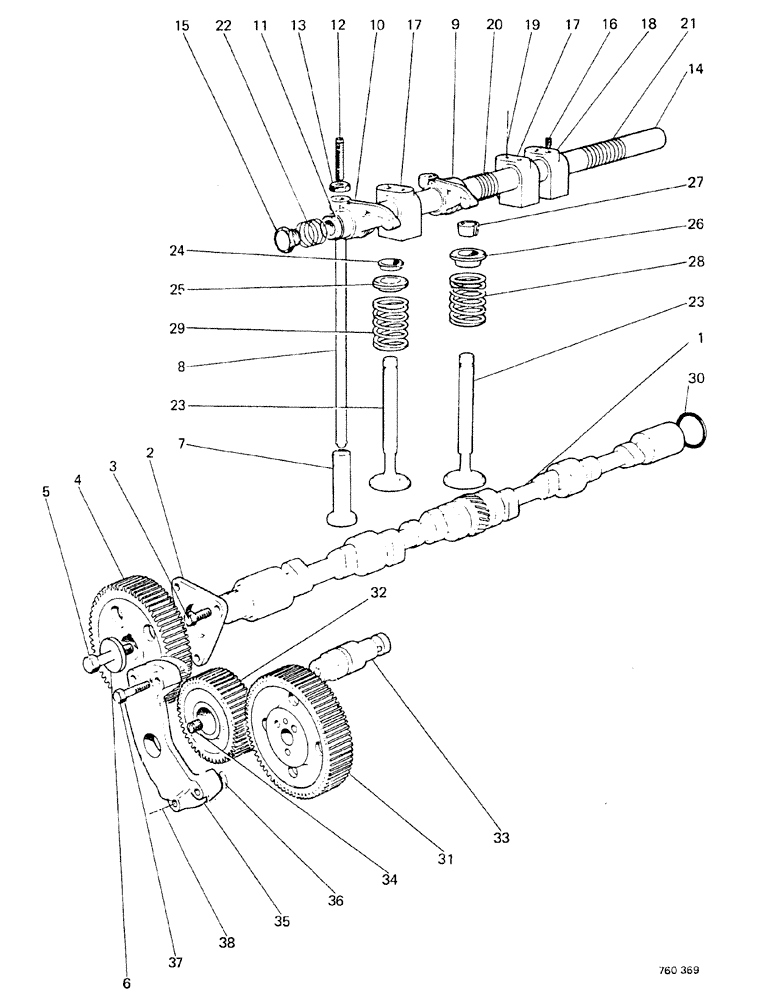 Схема запчастей Case 580F - (008) - ENGINE, VALVE AND TIMING GEARS (10) - ENGINE