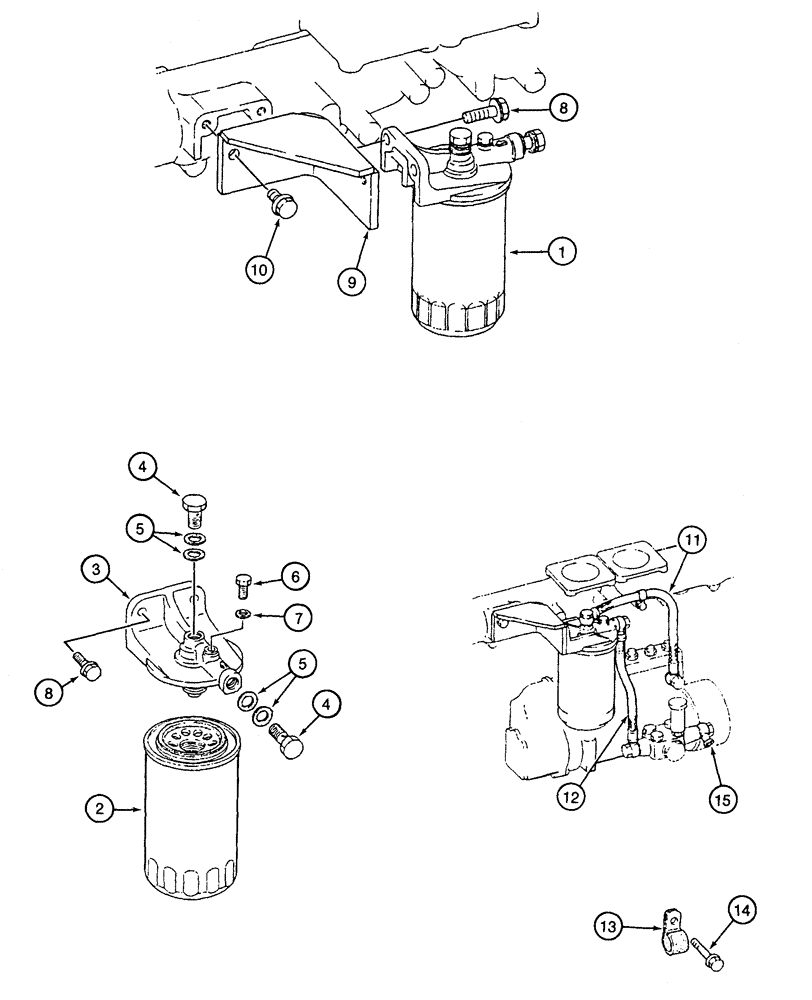 Схема запчастей Case 9060 - (3-16) - FUEL FILTER AND HOSES (03) - FUEL SYSTEM