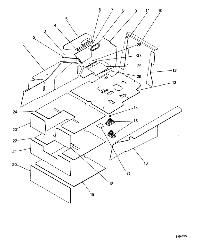Схема запчастей Case 580F - (388) - SOUND PROOFING (90) - PLATFORM, CAB, BODYWORK AND DECALS