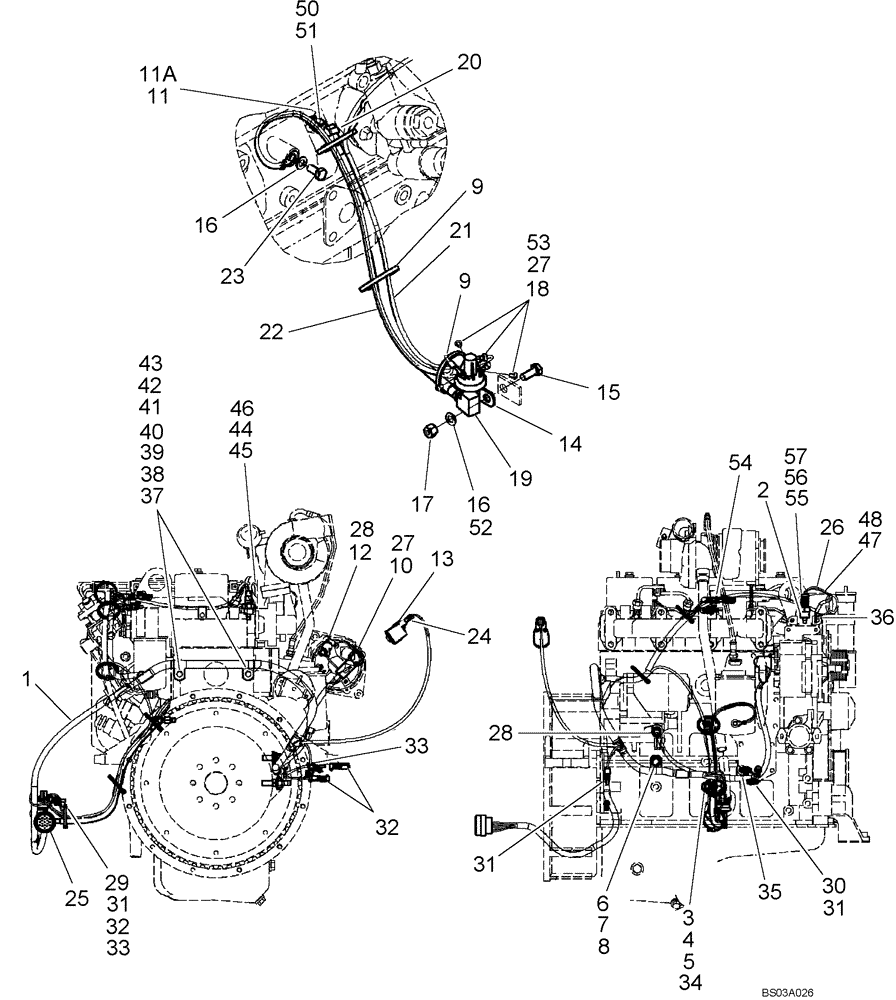 Схема запчастей Case 621D - (04-15) - HARNESS - ENGINE (04) - ELECTRICAL SYSTEMS