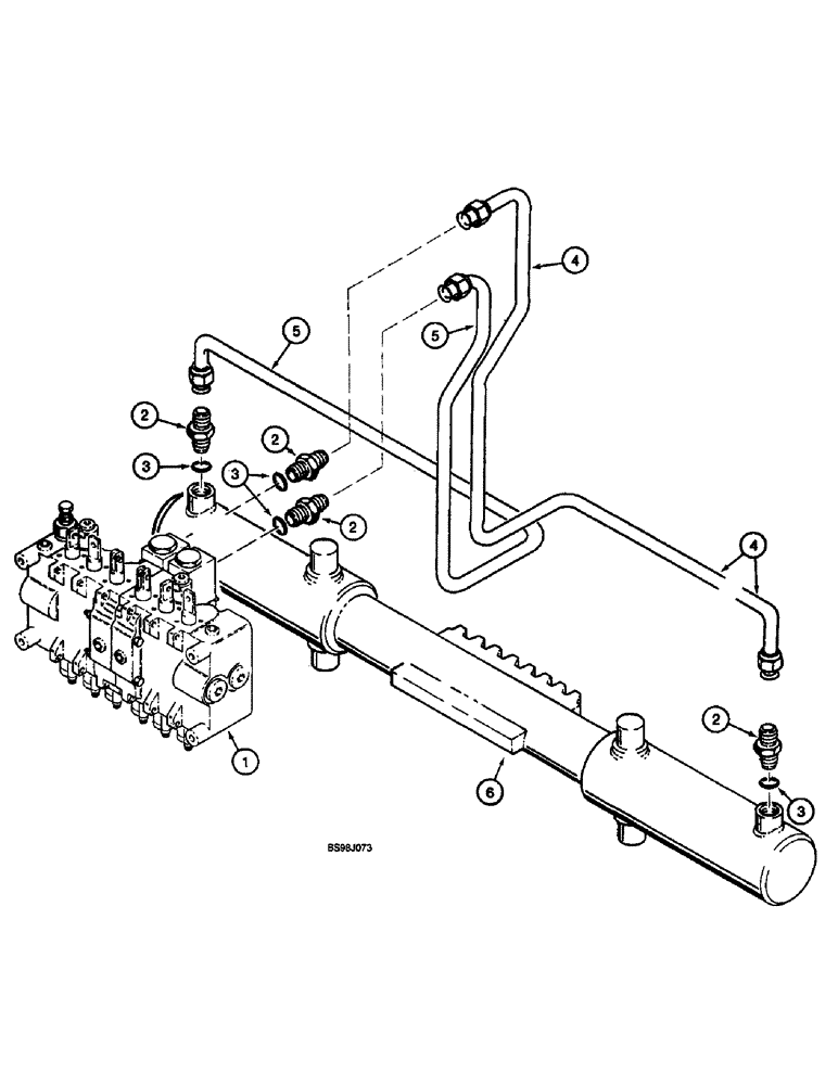Схема запчастей Case 660 - (8-043A) - BACKHOE SWING CYLINDER HYDRAULIC CIRCUIT - D125 BACKHOE, BACKHOE SERIAL NUMBER JAF0218189 AND AFTER (08) - HYDRAULICS