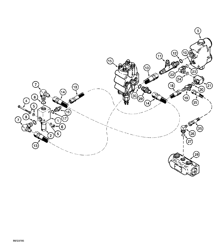 Схема запчастей Case 760 - (05-022) - REAR STEERING HYD. CIRCUIT, PRESSURE REDUCING VALVE CIRCUIT, IF USED, MODELS W/ ELECTRONIC STEERING (41) - STEERING