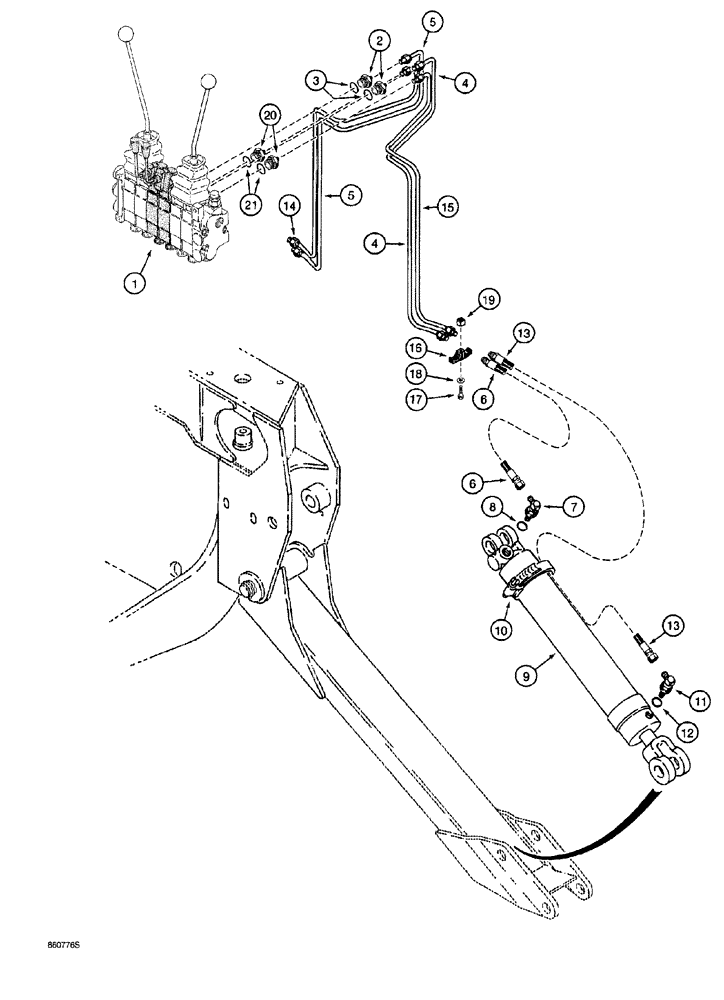 Схема запчастей Case 760 - (08-042) - BACKHOE STABILIZER CYLINDER CIRCUIT (35) - HYDRAULIC SYSTEMS