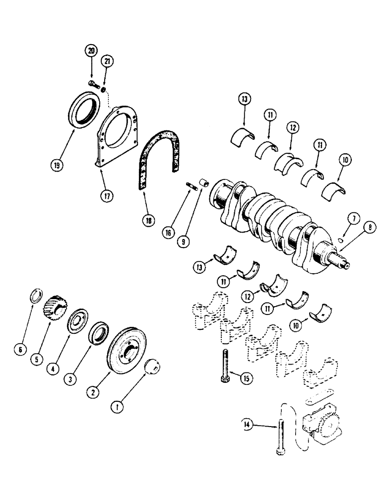 Схема запчастей Case 500 - (016) - CRANKSHAFT, (188) DIESEL ENGINE (01) - ENGINE