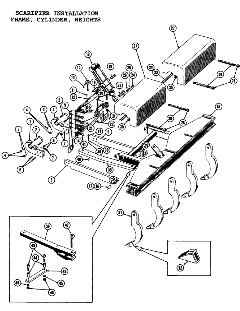 Схема запчастей Case 1000C - (270) - SCARIFIER INSTALLATION, FRAME, CYLINDER, WEIGHTS (05) - UPPERSTRUCTURE CHASSIS