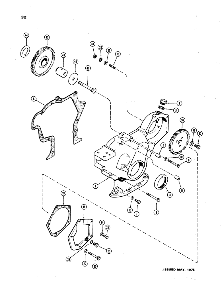 Схема запчастей Case W24B - (032) - TIMING GEAR COVER, (504BD) DIESEL ENGINE (02) - ENGINE
