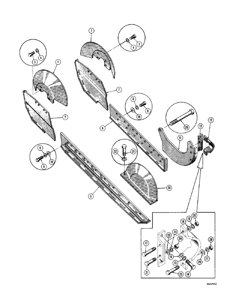 Схема запчастей Case 1000D - (162) - ROCK GUARDS (04) - UNDERCARRIAGE