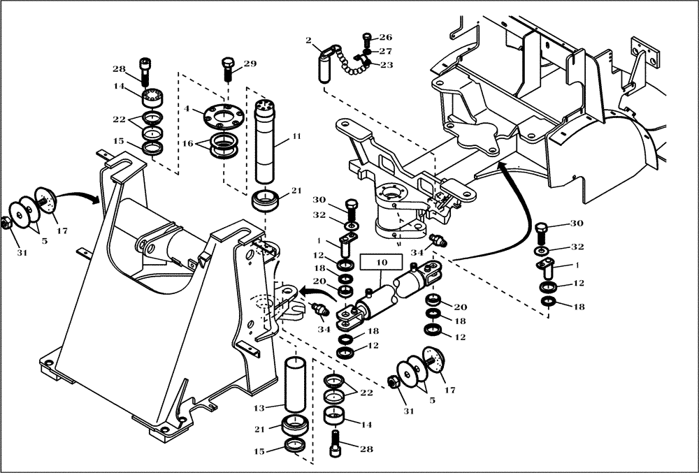 Схема запчастей Case 321D - (01.450[2987093000]) - ARTICULATED JOINT (39) - FRAMES AND BALLASTING