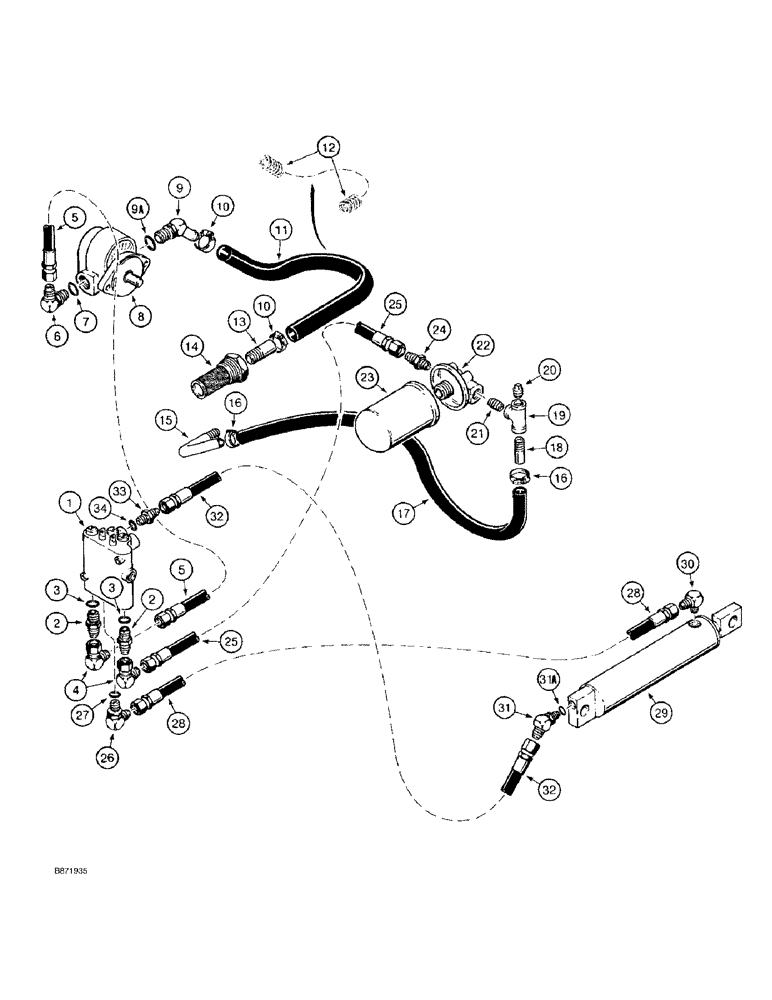 Схема запчастей Case TF300 - (8-14) - TRENCHER BOOM LIFT HYDRAULIC CIRCUIT, P.I.N. 1213177 AND (08) - HYDRAULICS