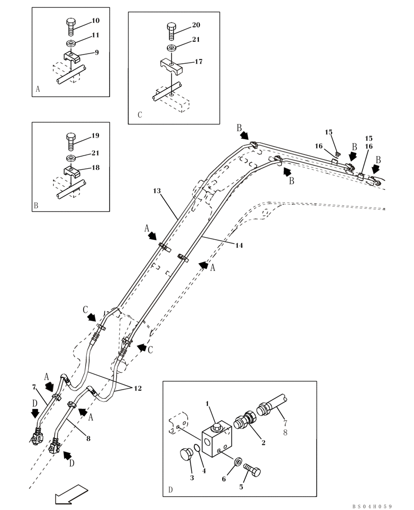 Схема запчастей Case CX80 - (08-56) - HYDRAULICS, AUXILIARY ATTACHMENT - 1,70 M (5 FT 7 IN) ARM (08) - HYDRAULICS