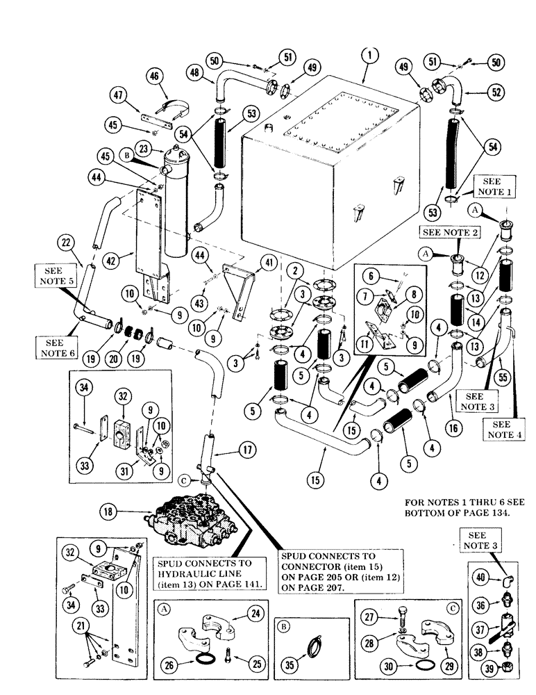 Схема запчастей Case 120 - (131) - LOW PRESSURE LINES FROM RESERVOIR TO PUMPS AND RETURN FROM VALVE (35) - HYDRAULIC SYSTEMS