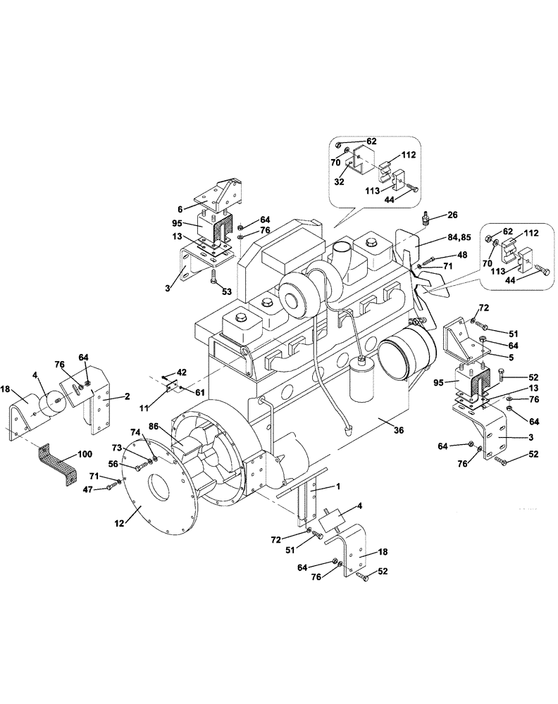 Схема запчастей Case SV212 - (02-001-00[02]) - ENGINE - ENGINE MOUNTING (02) - ENGINE