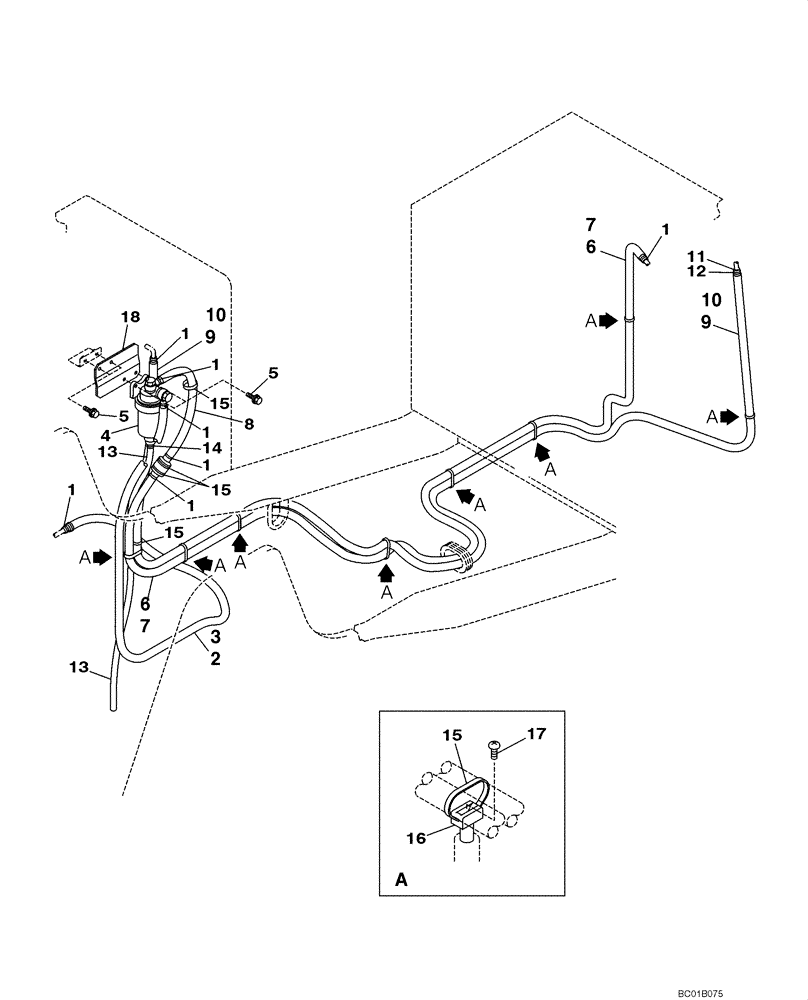 Схема запчастей Case CX160 - (03-02) - FUEL LINES (03) - FUEL SYSTEM