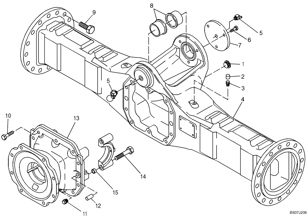 Схема запчастей Case 21D - (02.023[2988737000]) - SWING AXLE HOUSING (27) - REAR AXLE SYSTEM