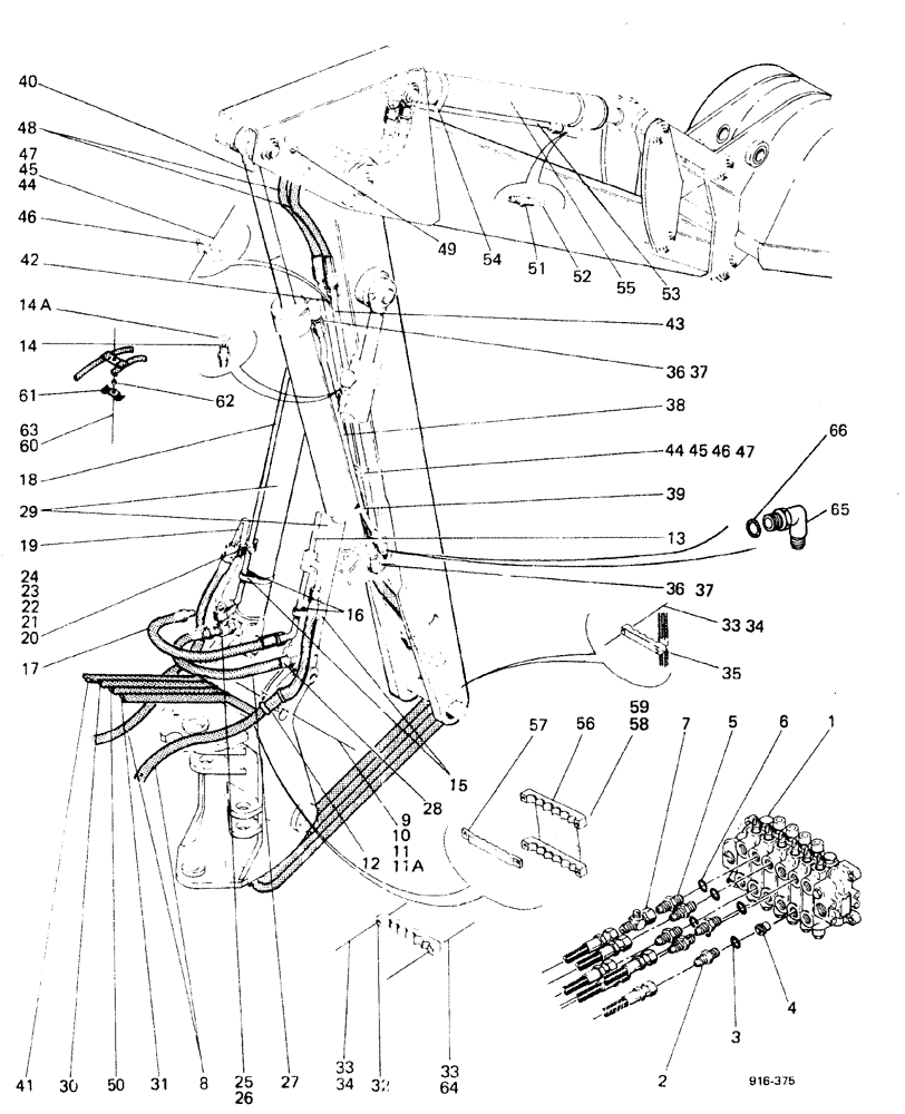 Схема запчастей Case 580F - (264) - SIDE SHIFT BACKHOE BOOM AND DIPPER CYLINDER (35) - HYDRAULIC SYSTEMS