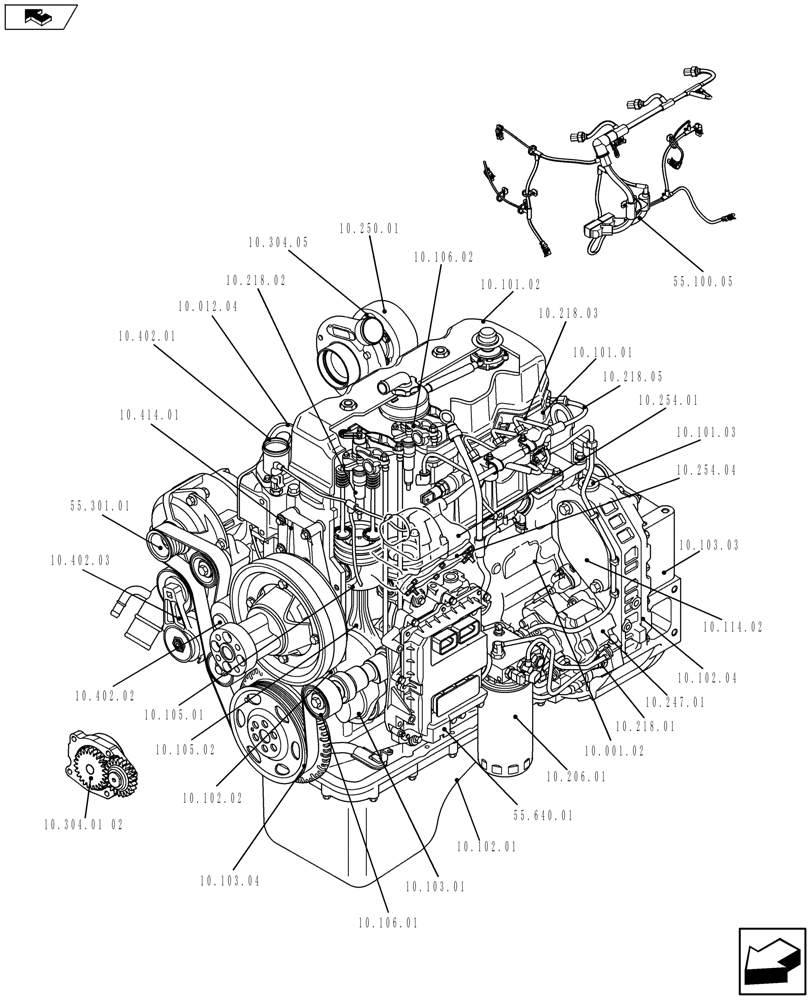Схема запчастей Case F4HFE413H A007 - (10.000.01[01]) - PICTORIAL INDEX - ENGINE (YB02P00021P1) (10) - ENGINE