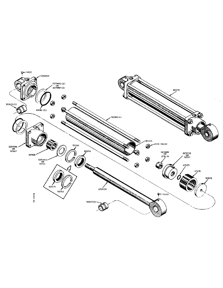 Схема запчастей Case 310 - (30) - 36070 HYDRAULIC BACKHOE BOOM CYLINDER 