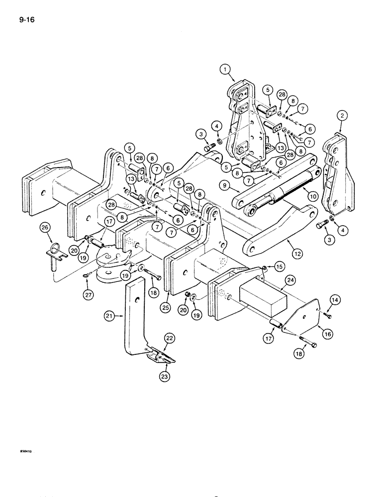 Схема запчастей Case 855D - (9-016) - RIPPER (09) - CHASSIS/ATTACHMENTS