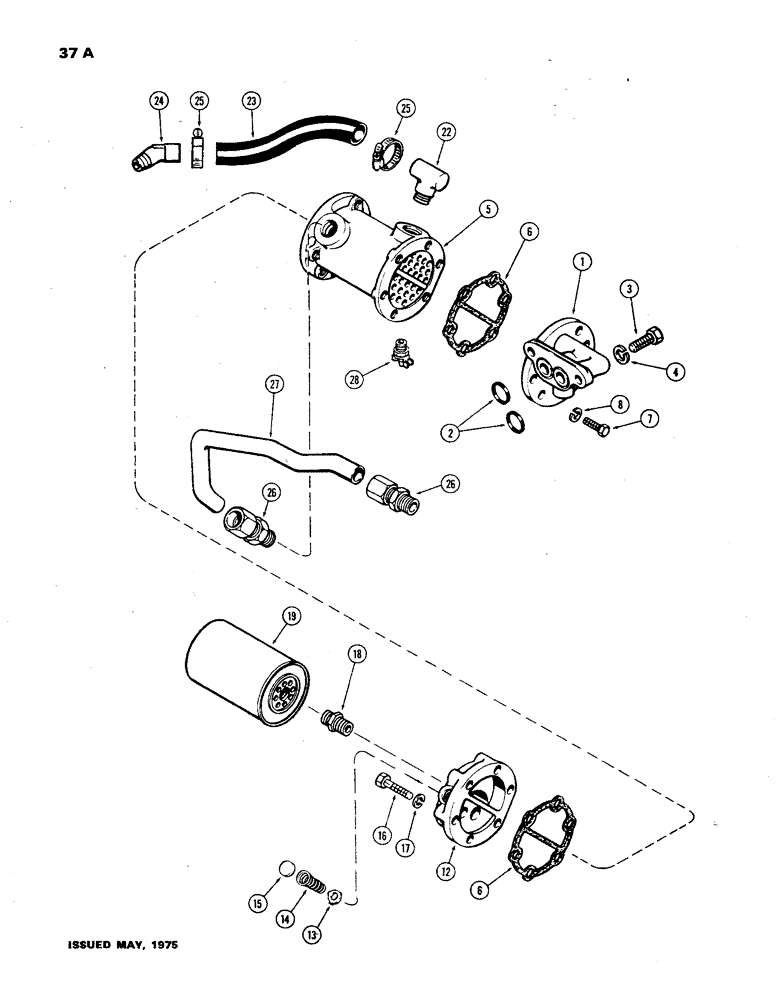 Схема запчастей Case 850 - (037A) - HEAT EXCHANGER AND OIL FILTER, (301 BD) DIESEL ENGINE, USED PRIOR TO ENG. S/N 2574432 (01) - ENGINE
