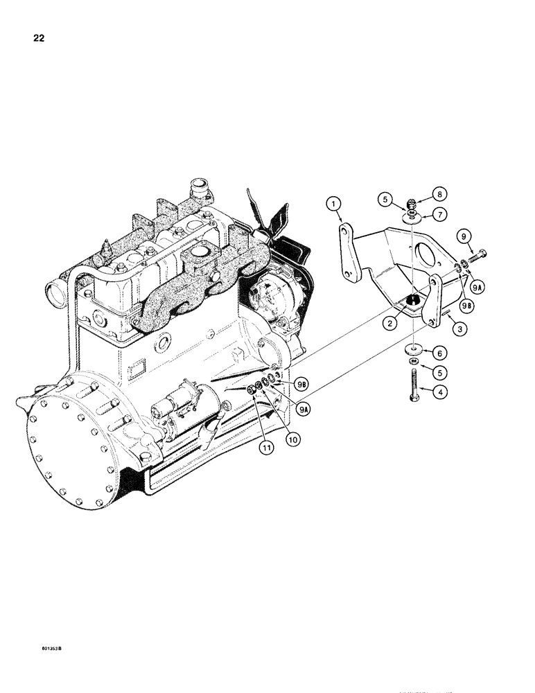 Схема запчастей Case 680H - (022) - ENGINE MOUNTING (02) - ENGINE