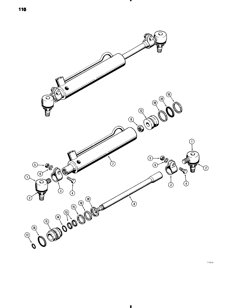 Схема запчастей Case 586C - (110) - STEERING CYLINDERS, WITH SINGLE GROOVE PISTON (41) - STEERING