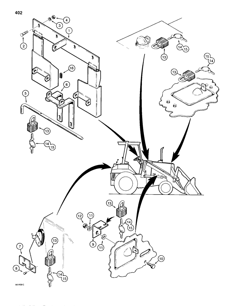 Схема запчастей Case 680H - (402) - LOCKUP PARTS (09) - CHASSIS/ATTACHMENTS