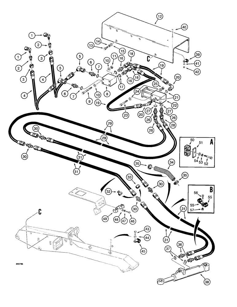 Схема запчастей Case 1187 - (188) - COLLECTOR HYDRAULICS (07) - HYDRAULIC SYSTEM