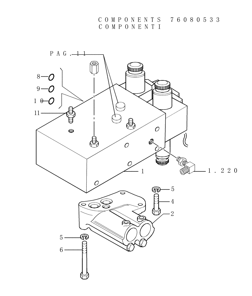 Схема запчастей Case 1850K LT - (1.211[10]) - TRANSMISSION - CONTROL VALVE (29) - HYDROSTATIC DRIVE