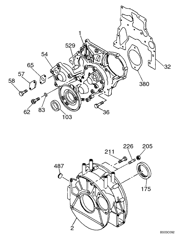 Схема запчастей Case CX75SR - (02-13) - FRONT GEAR COVER - FLYWHEEL HOUSING (02) - ENGINE