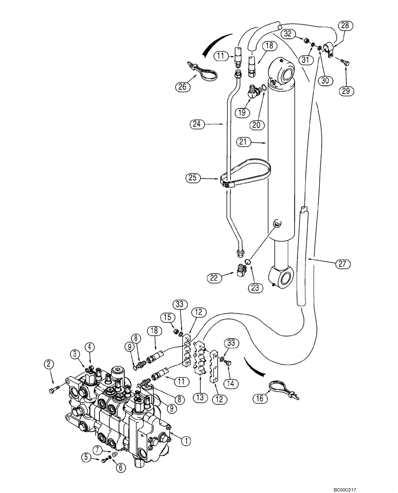 Схема запчастей Case 580M - (08-10) - HYDRAULICS - CYLINDER, BACKHOE BOOM (08) - HYDRAULICS