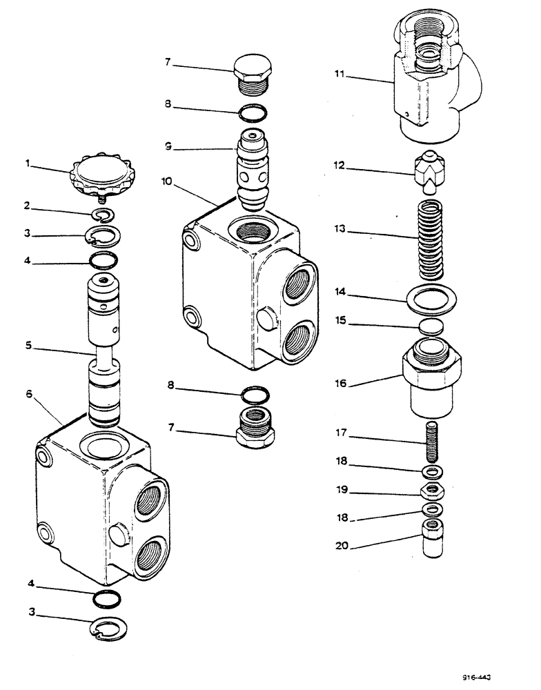 Схема запчастей Case 580F - (444) - SELECTOR VALVE, FLOW DIVIDER, RELIEF VALVE (35) - HYDRAULIC SYSTEMS
