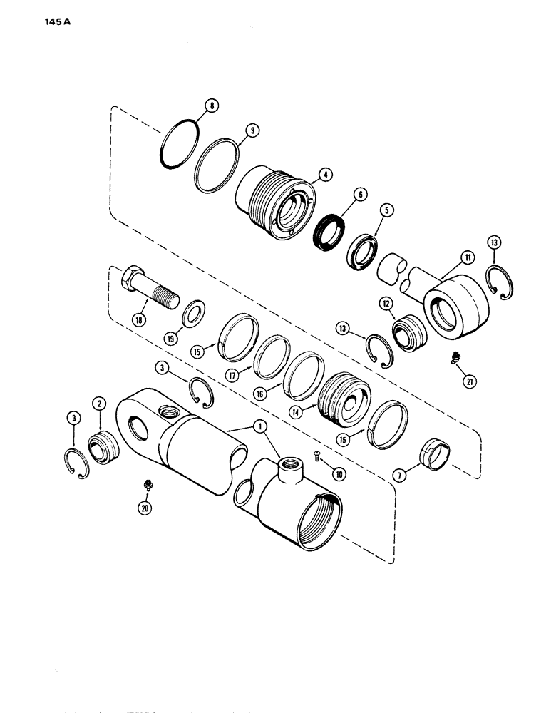 Схема запчастей Case W14 - (145A) - G101280 STEERING CYLINDER, TUBE OR GLAND IS STAMPED WITH CYLINDER PART NUMBER (05) - STEERING