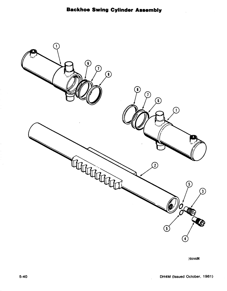 Схема запчастей Case DH4B - (5-40) - BACKHOE SWING CYLINDER ASSEMBLY (35) - HYDRAULIC SYSTEMS