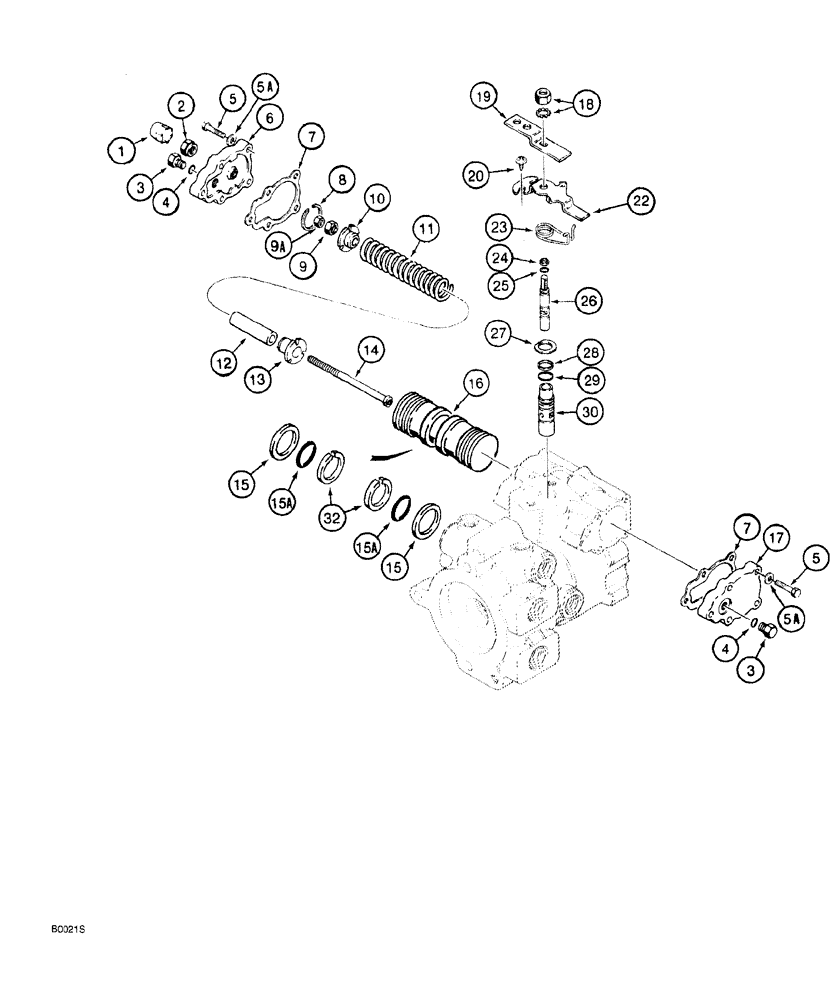 Схема запчастей Case 760 - (06-022) - TANDEM PUMP ASSEMBLY, REAR DRIVE PUMP, NEUTRAL START AND SERVO (14) - MAIN GEARBOX & DRIVE