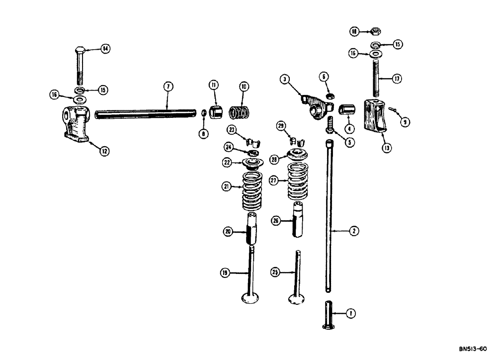 Схема запчастей Case 310E - (004) - VALVES, PUSH RODS AND ROCKER ARMS - GAS (01) - ENGINE
