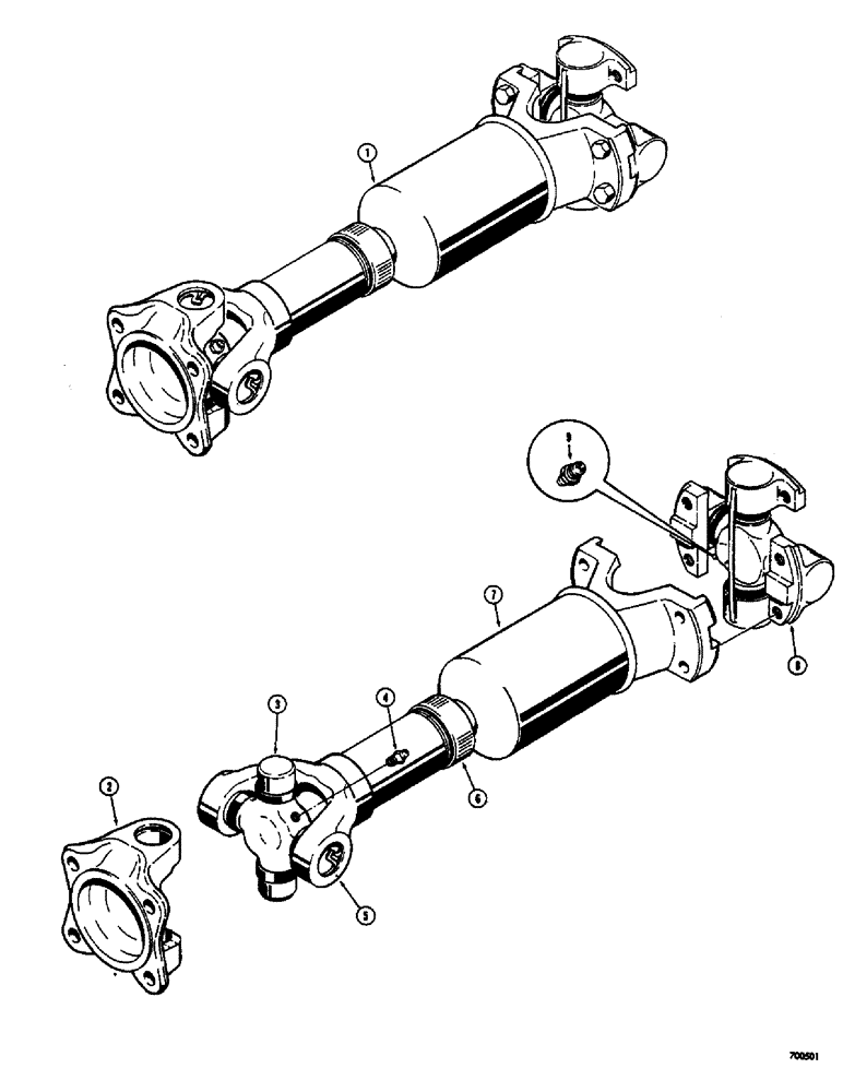 Схема запчастей Case 400 - (050) - FRONT AXLE DRIVE SHAFT (04) - UNDERCARRIAGE