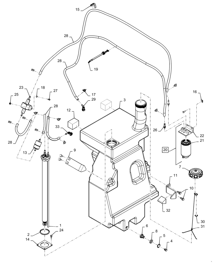 Схема запчастей Case TR320 - (10.216.AI) - FUEL TANK & ASSOCIATED PARTS (10) - ENGINE
