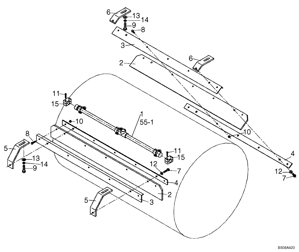 Схема запчастей Case DV201 - (12-55/1[01]) - DRUM SCRAPERS (12) - Chassis/Attachments
