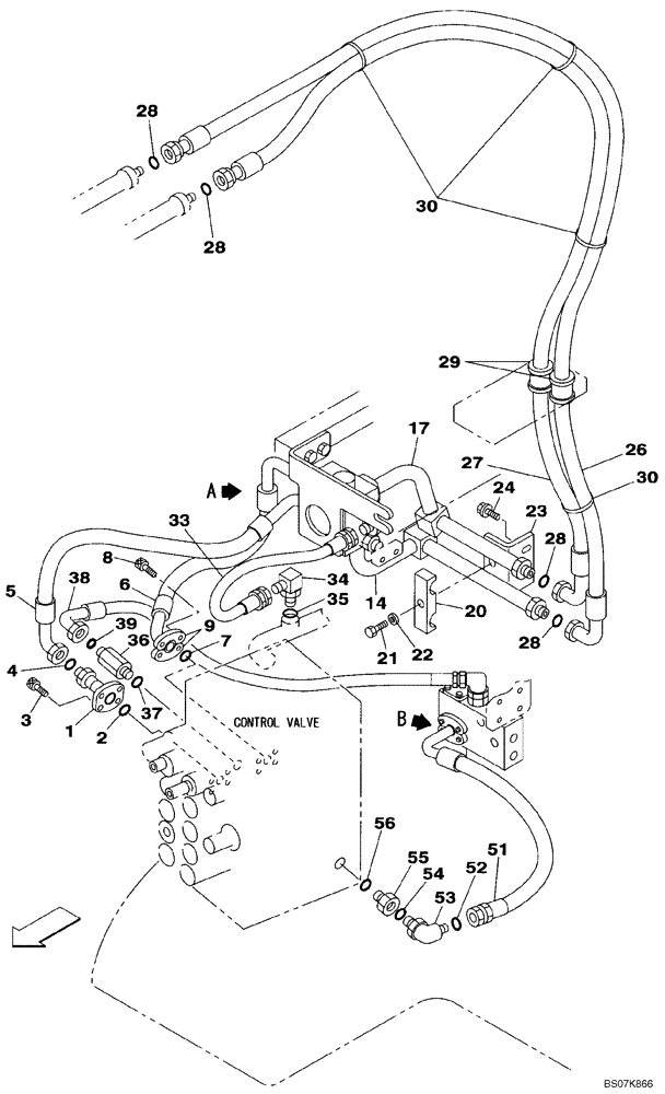 Схема запчастей Case CX225SR - (08-33) - HYDRAULICS, AUXILIARY - MULTI-PURPOSE + 3 WAY VALVE (08) - HYDRAULICS
