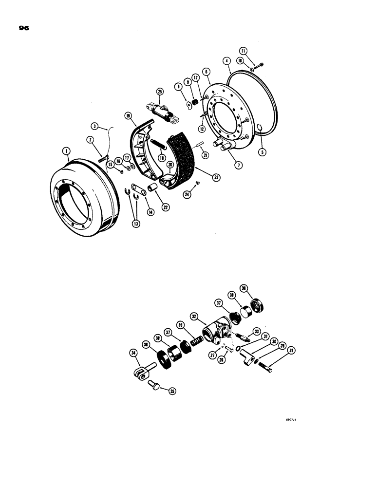 Схема запчастей Case W24 - (096) - FRONT AXLE BRAKES, BEFORE TRACTOR SN. 9105061 (07) - BRAKES