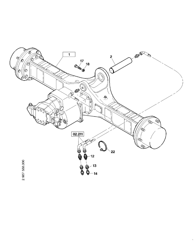 Схема запчастей Case 121E - (02.210[2988830000]) - REAR AXLE FAST GEAR SELF-LOCKING 35 KM/H (27) - REAR AXLE SYSTEM