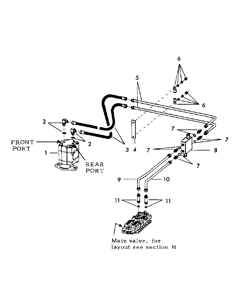 Схема запчастей Case 30YC - (G11) - MAIN VALVE TO SWING MOTOR AND RETURN (07) - HYDRAULIC SYSTEM