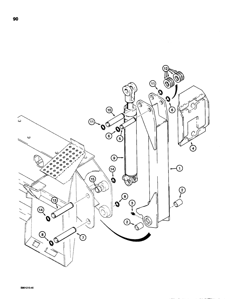 Схема запчастей Case D130 - (8-090) - BACKHOE STABILIZERS, USED ON 1835C, 1840, AND 1845C UNI-LOADER W/ DUKE OR KONTAK VALVE 
