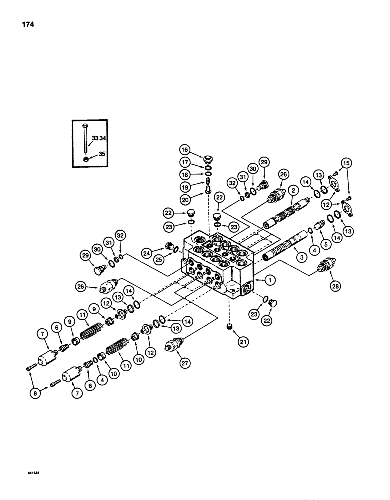 Схема запчастей Case 880D - (174) - FOUR SPOOL VALVE, INSIDE (07) - HYDRAULIC SYSTEM