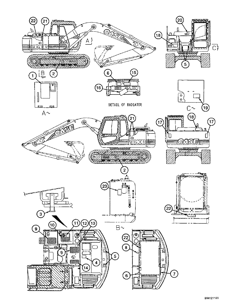 Схема запчастей Case 9010B - (9-118) - DECALS - ENGLISH LANGUAGE, WARNING, DANGER AND MISCELLANEOUS (09) - CHASSIS