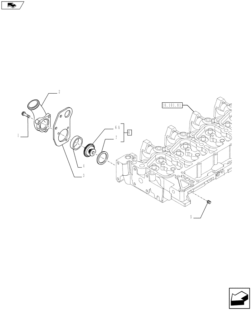 Схема запчастей Case F4GE9454K J604 - (10.402.01[02]) - PIPING - ENGINE COOLING SYSTEM (2856180-2858049-2856454) (10) - ENGINE