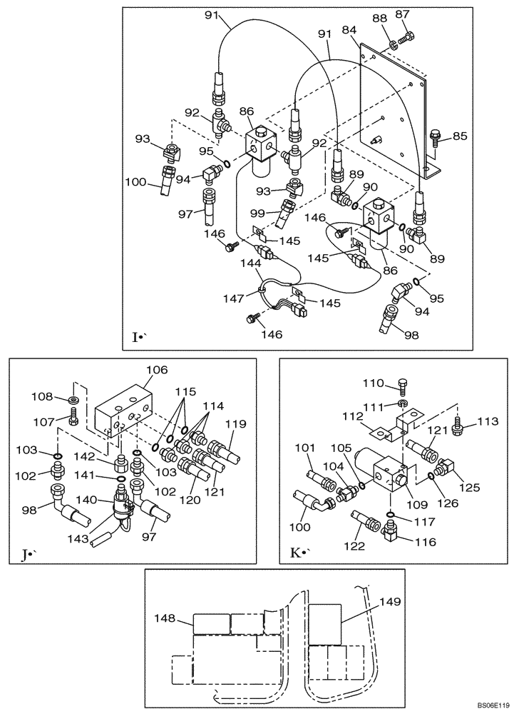 Схема запчастей Case CX800 - (08-038-00[01]) - HYDRAULIC CIRCUIT - OPTIONAL - 3-WAY (08) - HYDRAULICS