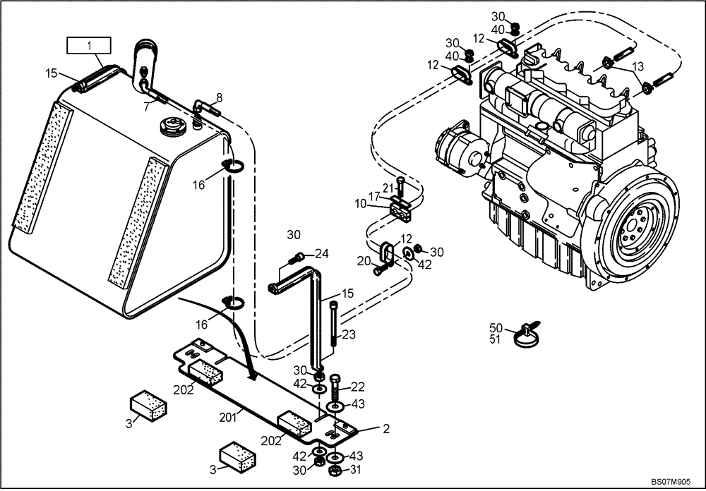 Схема запчастей Case 221D - (13.300[2987269004]) - FUEL SYSTEM (10) - ENGINE