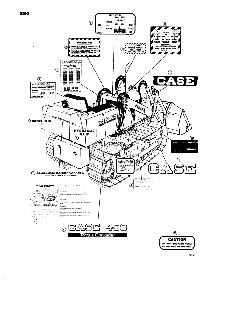 Схема запчастей Case 450 - (290) - DECALS (05) - UPPERSTRUCTURE CHASSIS